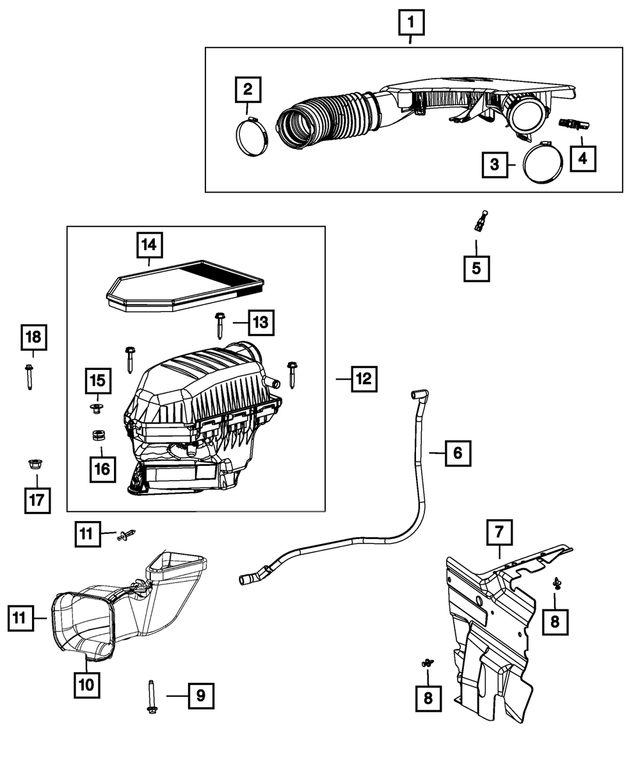 68413346AA - Fuel and Accelerator Pedal: Clean Air Duct for Mopar Image
