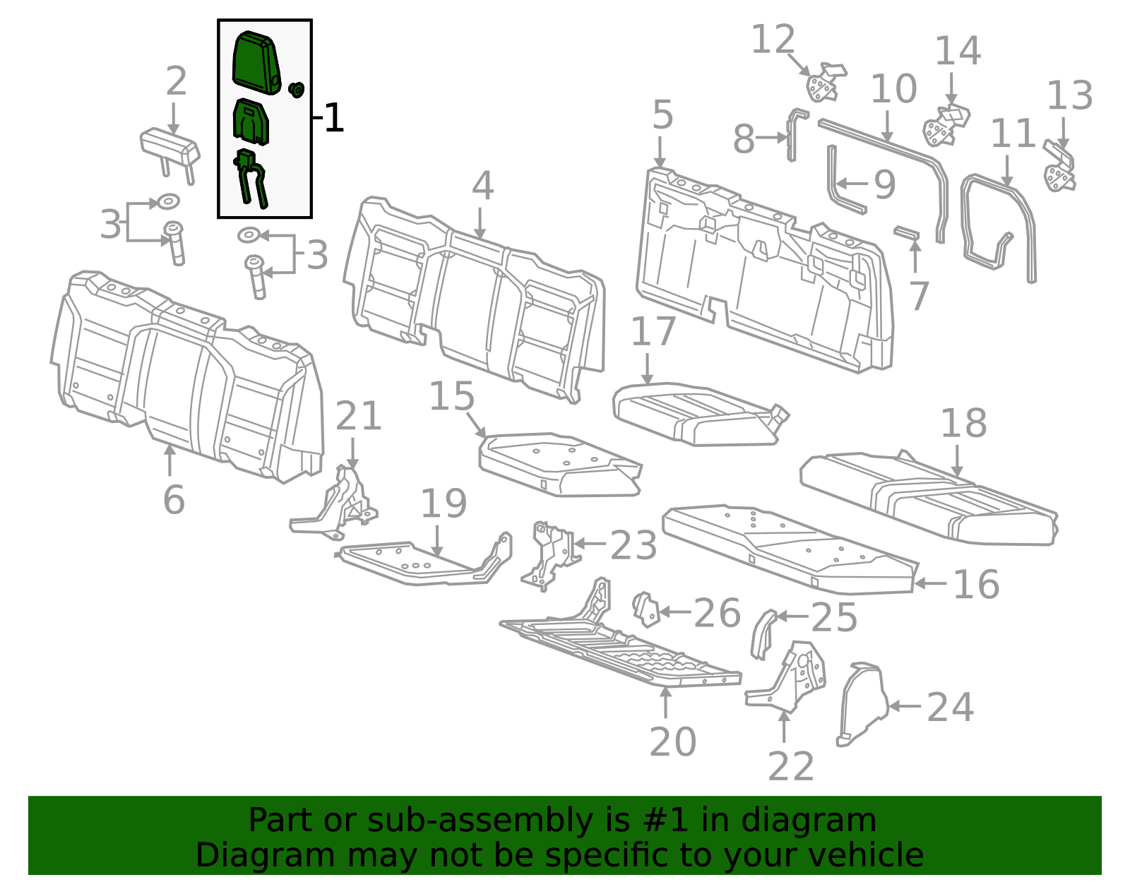 2019-2023 GM Black Rear Seat Head Restraint 84567139 | Shea