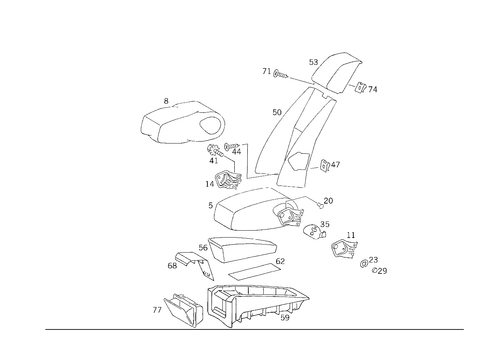 Folding Armrest, Seat Adapter for 1989 Mercedes-Benz 300CE #1