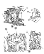 4860217 - Body Sheet Metal Except Doors: Quarter Panel Pad, Wheelhouse Inner for Chrysler: Pacifica, Town &amp; Country, Voyager | Dodge: Caravan, Durango, Grand Caravan | Jeep: Grand Cherokee, Grand Cherokee L, Grand Cherokee WK | Ram: C/V Image