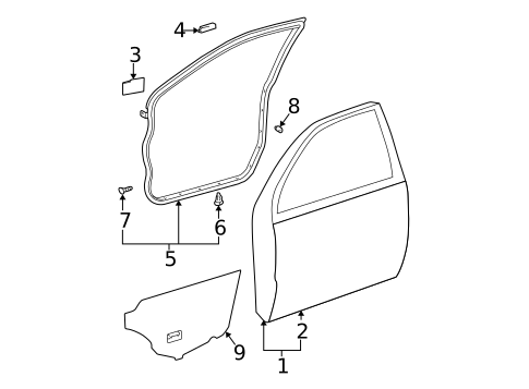 Door & Components for 2002 Toyota Camry #1