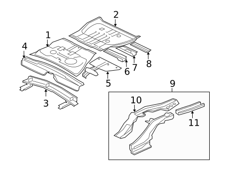 Rear Floor & Rails for 2007 Mitsubishi Outlander #0
