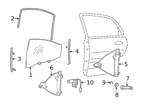 Glass - Rear Door for 2004 Hyundai Sonata #0