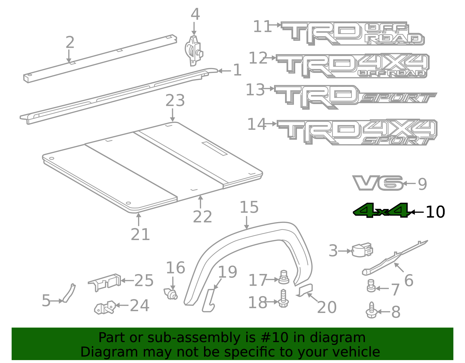 2021-2023 Toyota Tacoma Tailgate Emblem 75473-04070 | Toyota Parts