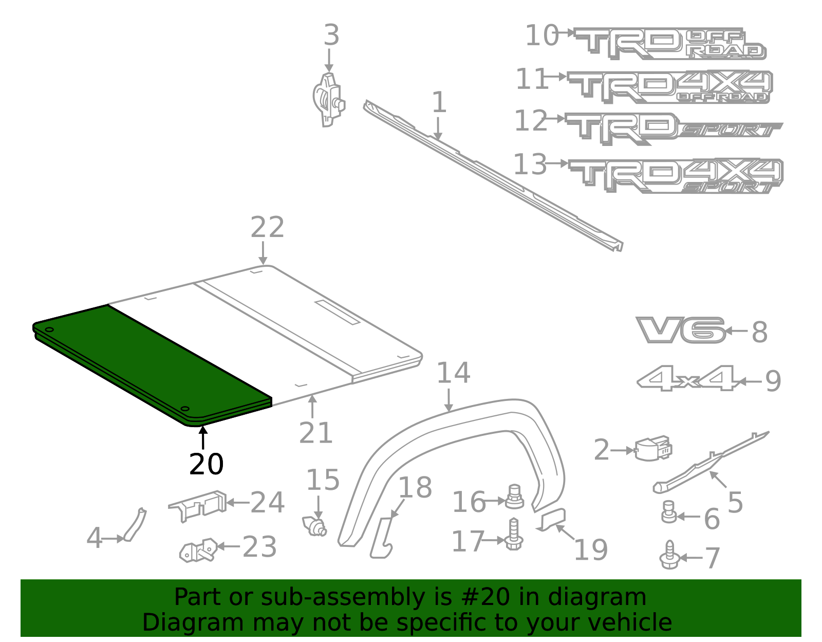 OEM 2016-2023 Toyota Tacoma Tonneau Cover Part # 64901-09020