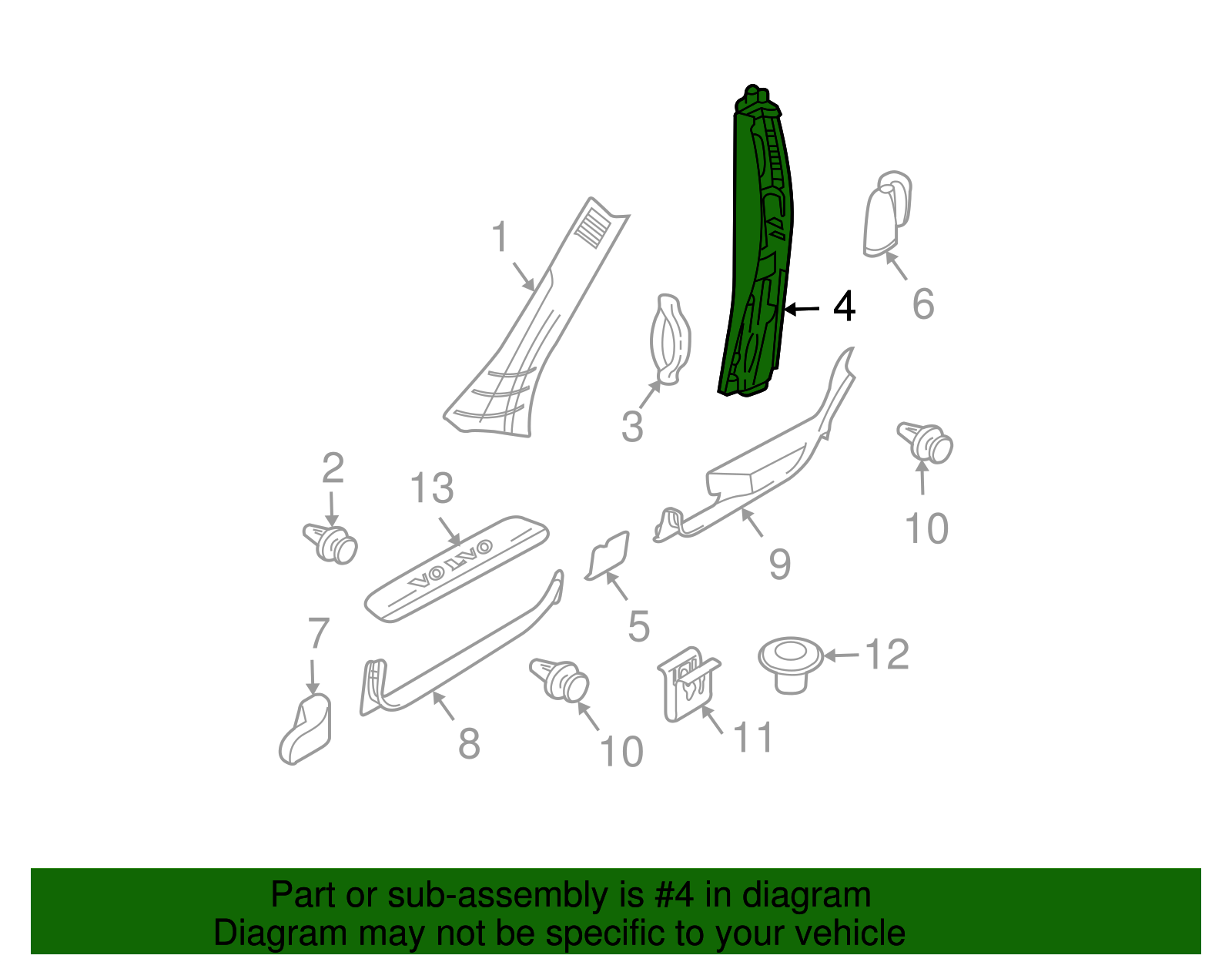 39883688 - Center Pillar Trim - 2003-2006 Volvo XC90 | Volvo OEM Parts ...