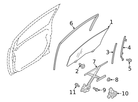 Glass - Front Door for 2014 Mitsubishi Mirage #0