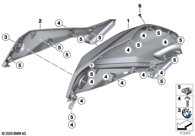 46637922116 - Frame and Mounting Parts: Tank Trim Panel, Right - Rohteil/blank for BMW-Motorrad Image