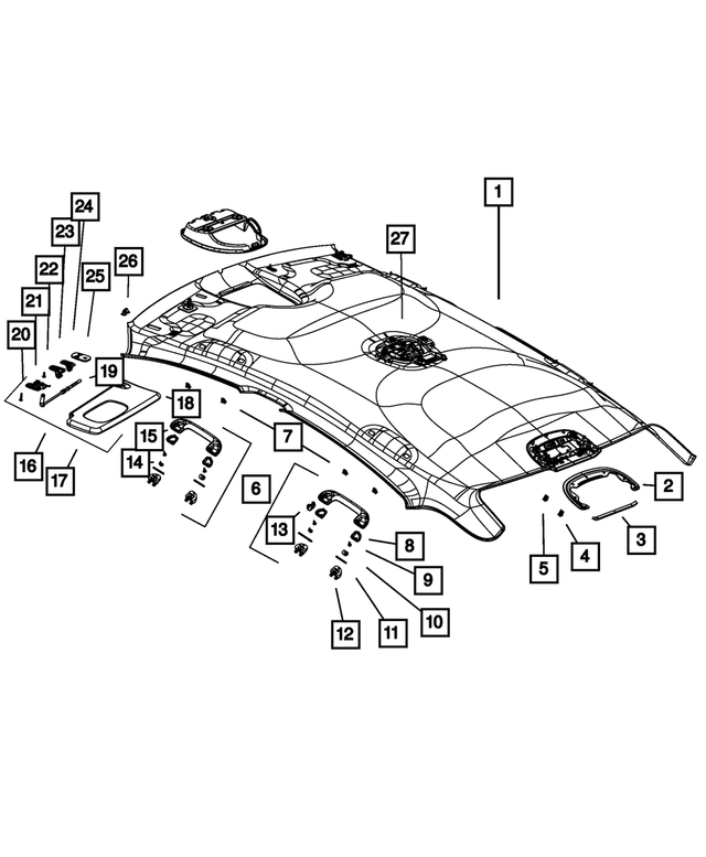 1WP27HDAAA - Interior Trim: Grab Handle Cover, Right for Dodge: Dart | Jeep: Cherokee Image
