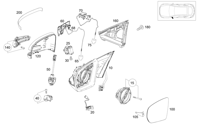 2538101501 - Driver Door: Mirror Frame for Mercedes-Benz Image image