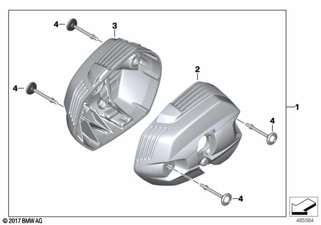 11127722435 - Design: Cylinder Head Cover, Chrome, Left -  for BMW-Motorrad Image