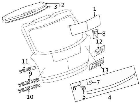 Exterior Trim - Lift Gate for 2008 Saturn Vue #0