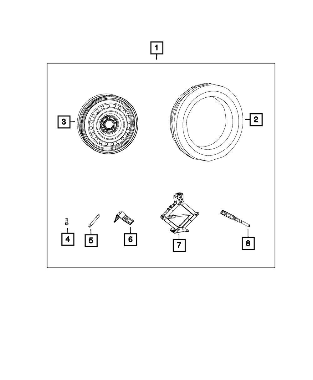 Jeep Cherokee メンテナンスファイルと車体、アクセサリーカタログ 2014-2021 Jeep Cherokee Spare Tire Kit 82214063AE | My Mopar