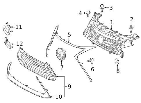 Grille & Components for 2018 Lexus ES350 #0