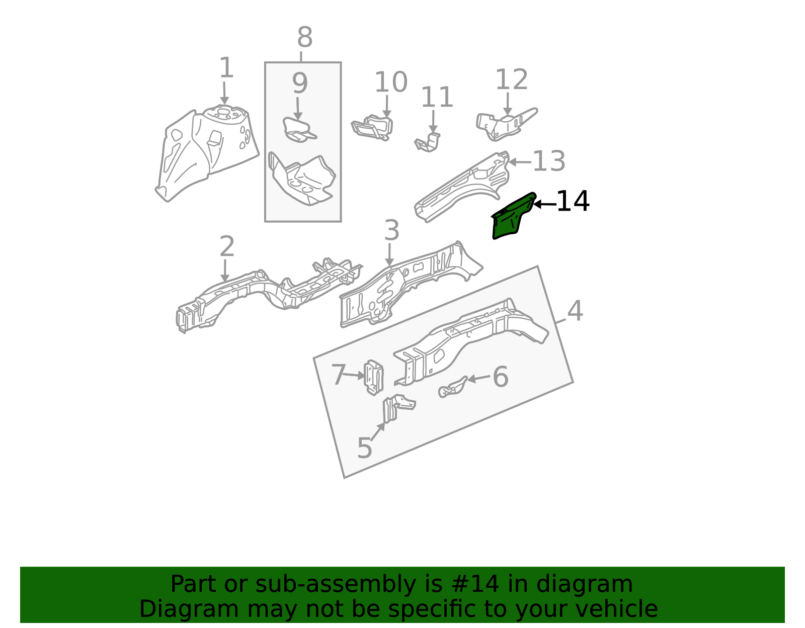 2002-2009 GM Upper Rail Reinforcement 25903268 GM | GMPartsDirect.com