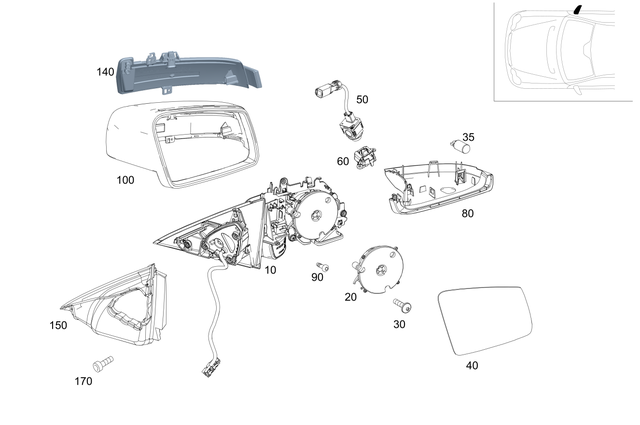 2128107800 - Driver Door: Mirror Frame for Mercedes-Benz Image image