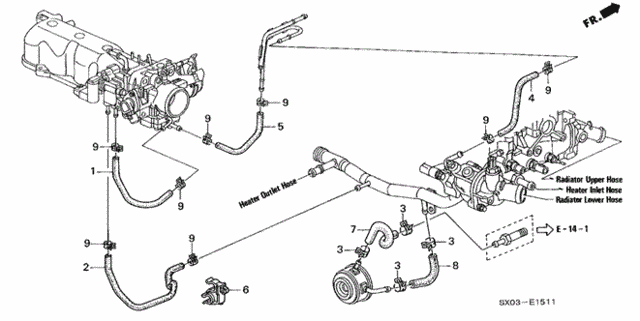 Water Hose (2.3L) for 1998 Honda Odyssey #0
