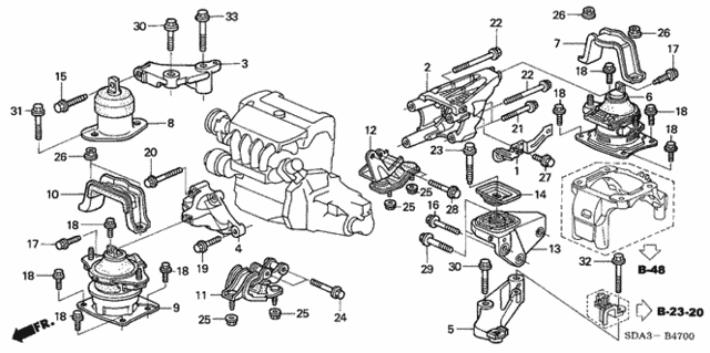Engine Mounts (L4) (MT) for 2006 Honda Accord #0