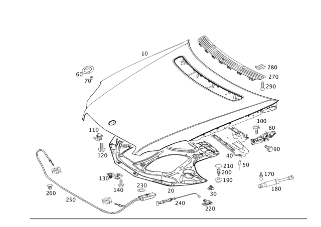 2196820026 - Attachment Parts: Dampening, Hood for Mercedes-Benz: CLS500, CLS55 AMG, CLS550, CLS63 AMG Image image