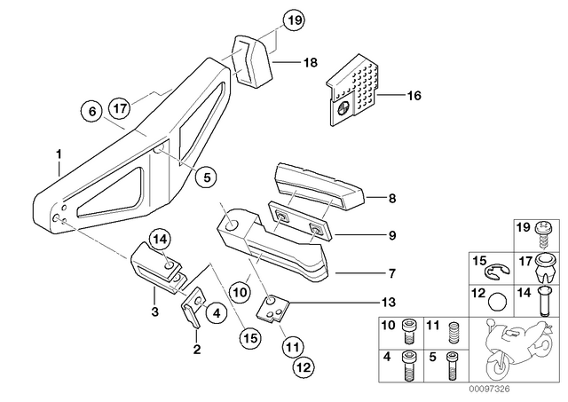46717663704 - : Footrest Plate, Rear Right for BMW-Motorrad Image
