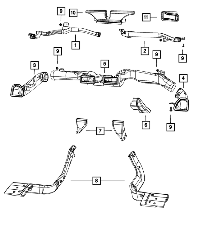5191352AB - Air Conditioners and Heaters: A/c And Heater Duct for Mopar Image