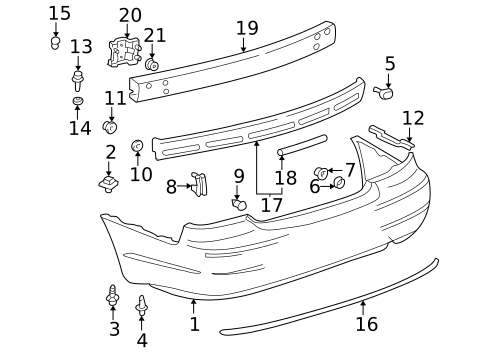 Bumper & Components - Rear for 2003 Toyota Avalon #0