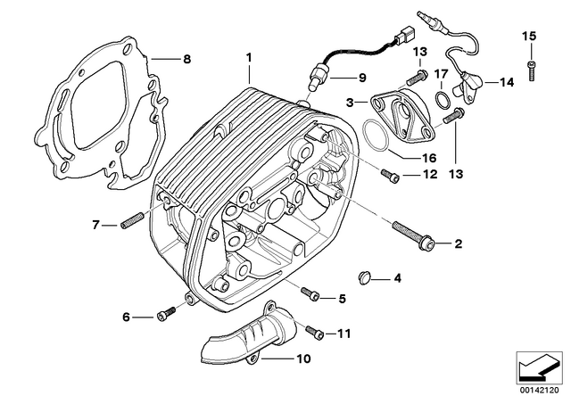 11127718471 - : Left Cylinder Head, Black for BMW-Motorrad Image