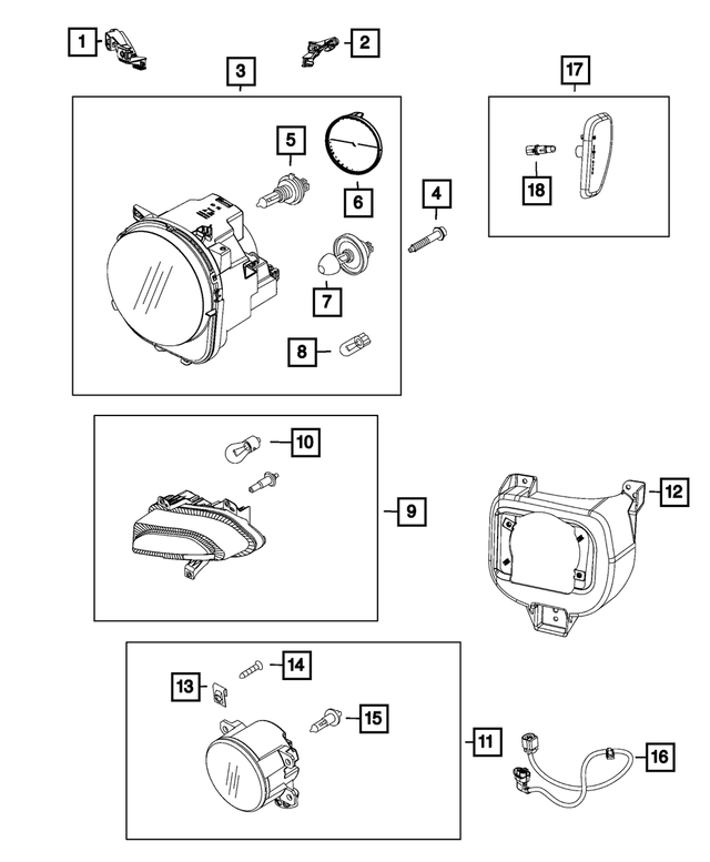 68647341AA - Electrical: Headlamp, Right for Mopar Image
