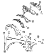 55176859AQ - Body Sheet Metal Except Doors: Front Inner Wheelhouse, Left for Mopar Image image