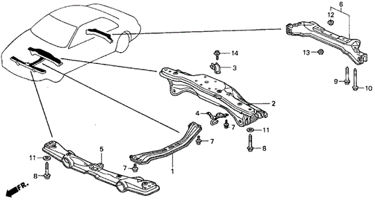 Rear Beam - Cross Beam (1) for 1998 Acura CL #0
