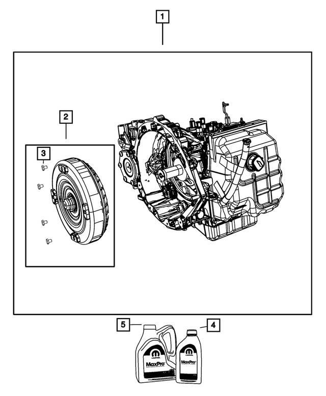 R8039383AA - 62TE; 6-Speed; Automatic Transaxle: With Torque Converter Transmission Kit, Remanufactured for Mopar Image image