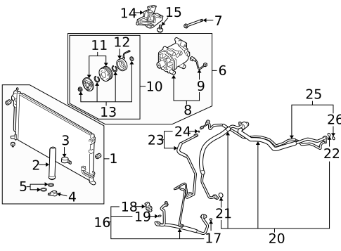 Condenser, Compressor & Lines for 2013 Mitsubishi Lancer #0