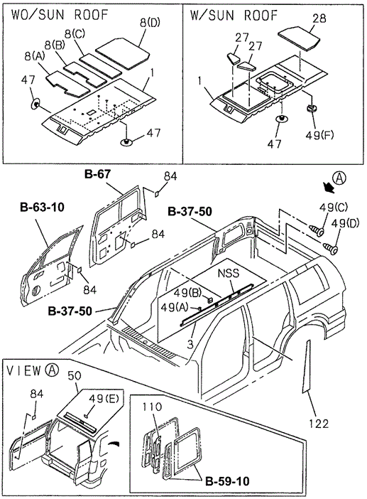 Head Lining - Trim for 1997 Acura SLX #0