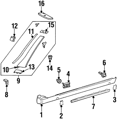 Exterior Trim - Pillars for 1993 Mercedes-Benz 600SL #0