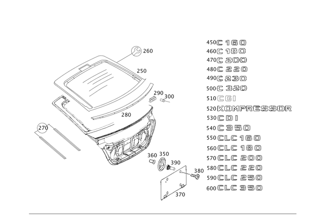 2088170115 - : Parts Kit, Model Badge for Mercedes-Benz Image