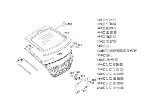 Rear Panel Door Attachment Parts, Rear Panel Door Window for 2002 Mercedes-Benz C 320 #0