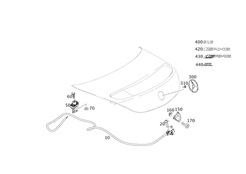 Rear Lid Latch-Type Lock, Rear Lid Attachment Parts for 2014 Mercedes-Benz SLS AMG #0