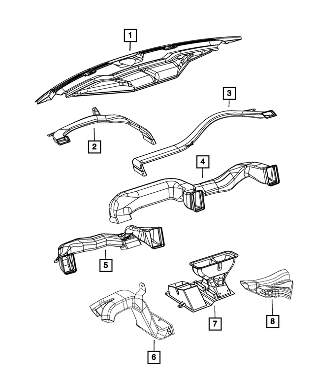 68050665AA - Air Conditioners and Heaters: Demister Duct for Dodge: Ram 1500, Ram 2500, Ram 3500 | Ram: 1500, 1500 Classic, 2500, 3500 Image