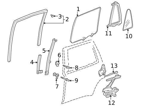 Glass - Rear Door for 1997 Honda CR-V #0