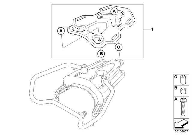 71607701810 - Frame and Mounting Parts: Set of Luggage Racks, Small -  for BMW-Motorrad Image