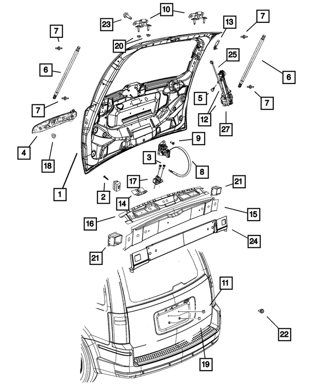 5054266AD - Doors, Door Mirrors and Related Parts: Liftgate for Mopar Image image