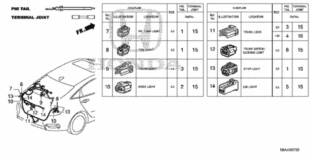 Electrical Connectors (RR.) for 2016 Honda Civic #0