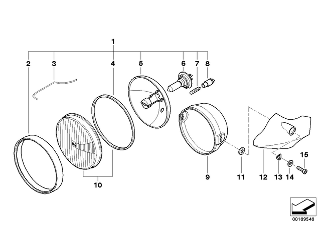 63127669782 - : Cover, Headlight Right for BMW-Motorrad Image