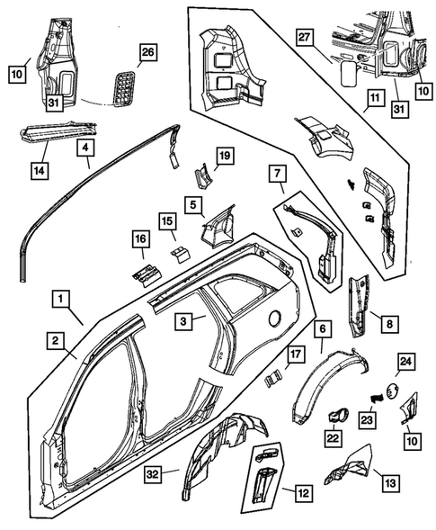 Quarter Panel and Pillars for 2005 Chrysler Pacifica #0