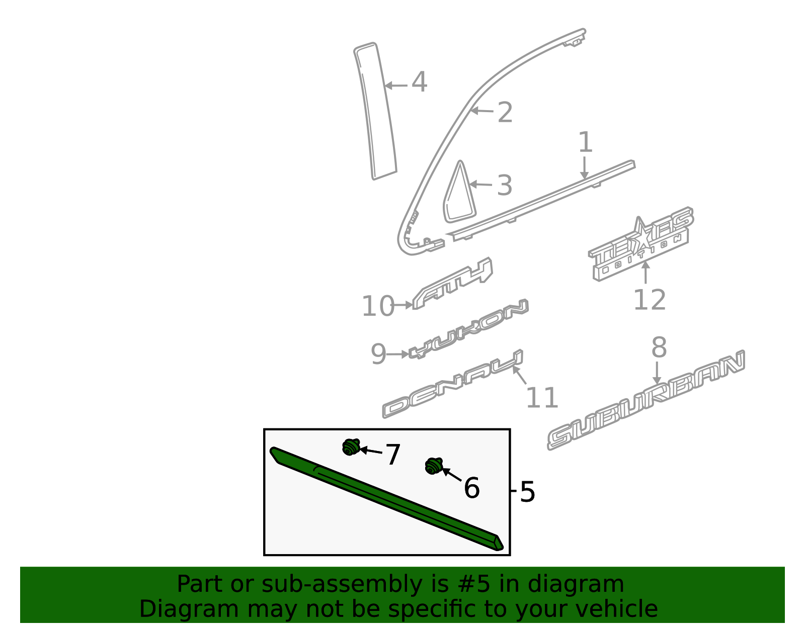 2021-2026 GM Silver Front Passenger Side Door Molding 84267941 GM ...