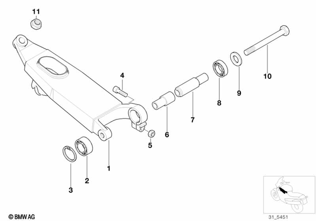 31422321294 - Front Axle, Front Suspension: Trailing Arm -  for BMW-Motorrad Image