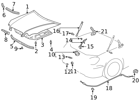 Hood & Components for 1998 Lexus GS300 #0