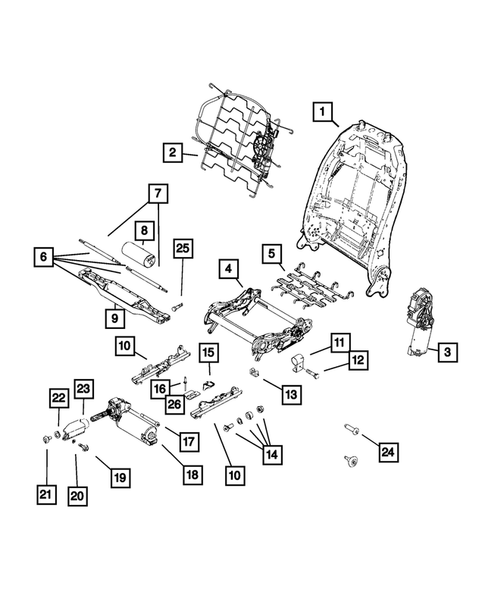 Front Seats - Adjusters, Recliners, Shields and Risers for 2016 Jeep Renegade #0
