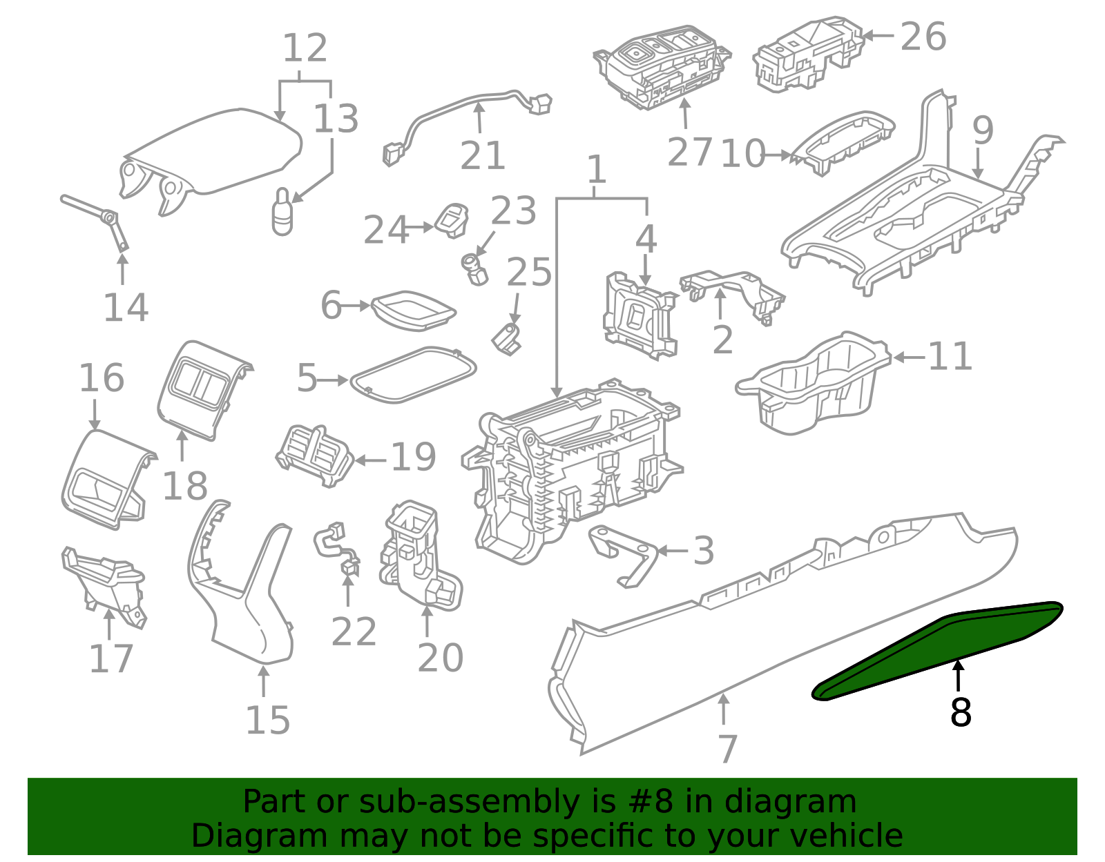 83420-TVA-A21ZA - Garnish Assembly R Console Side*NH906L* (Leather