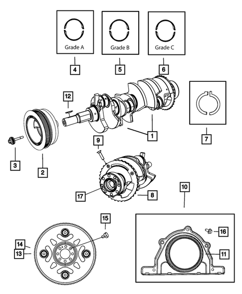 Crankshaft, Piston, Drive Plate, Flywheel, and Damper for 2008 Dodge Ram 3500 #1